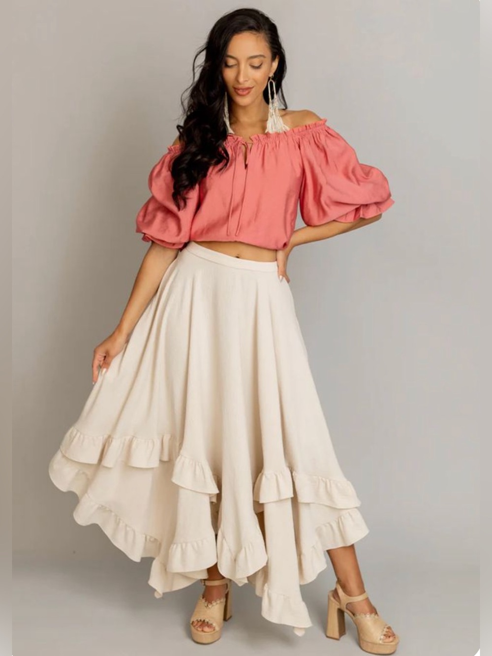Joyfolie Boho Top + Skirt Set